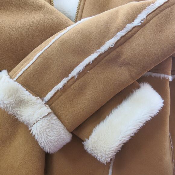 VINTAGE Kim Rogers Y2K Jacket Faux Suede Size M Women Tan Brown Faux Fur Trim - Picture 7 of 13